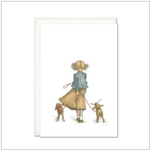 Kaart versturen - postcard - meisje met hondjes