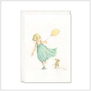 Kaart versturen - postcard - meisje met ballon