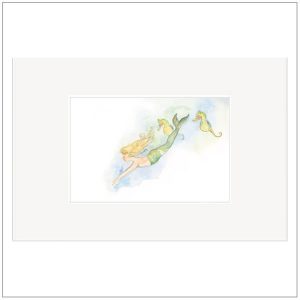 Prent kinderkamer - zeemeermin zeepaard illustratie