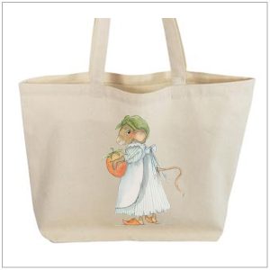 Illustratie muis met aarbei - Canvas tas