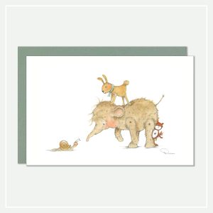 Geboortekaartje-postcard-illustratie-Olifantje slak