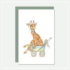 Kaartje-sturen-postcard-Giraffe wandelwagen
