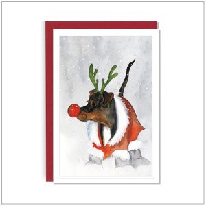 Kerst kaart-teckel-jack-russel