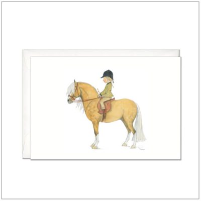 Kaart-versturen-postcard-Paard-met-ruiter-palomino