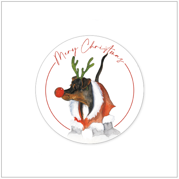 Kerstcadeau sticker - hond
