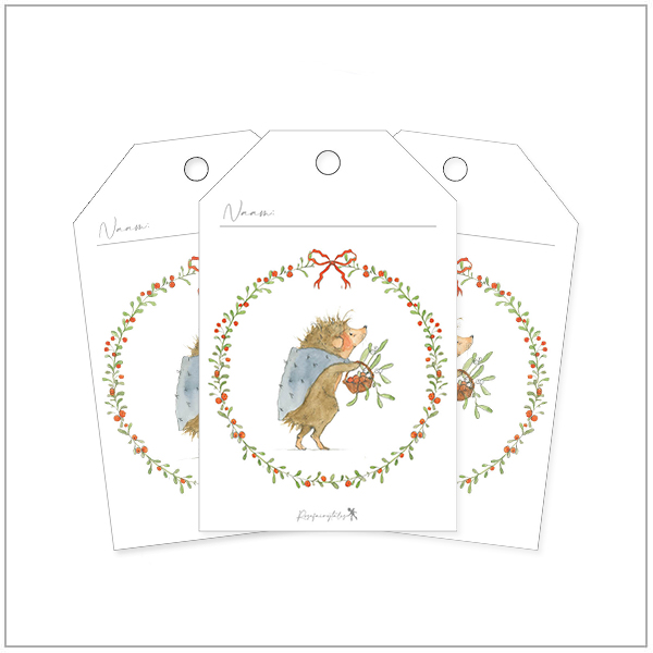 cadeaulabels kerst - egel