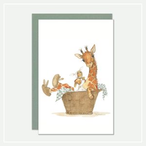 Kaartje - baby giraf in mand