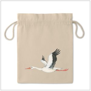 Cadeauzak linnen - Kraamcadeau ooievaar
