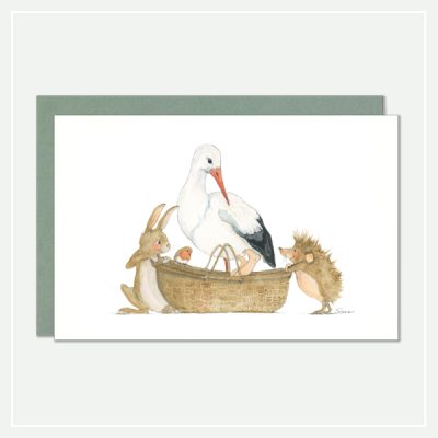 Geboorte kaartje - Baby met dieren