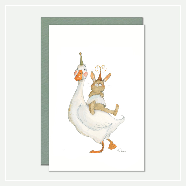 Kaartje sturen - Feest - illustratie gans Kaartje sturen - Feest - illustratie gans