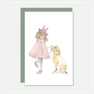 kaartje versturen - meisje met grote hond