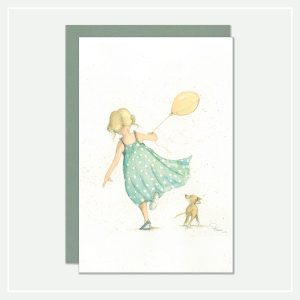 verjaardagskaart - meisje met ballon